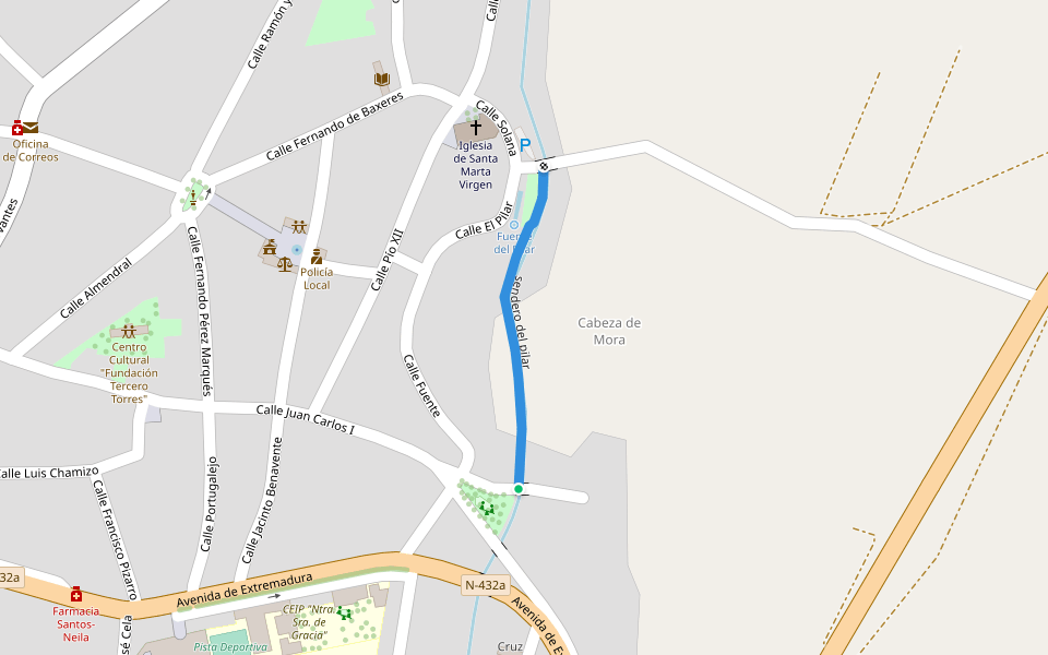 sendero del pilar walking route map in Santa Marta