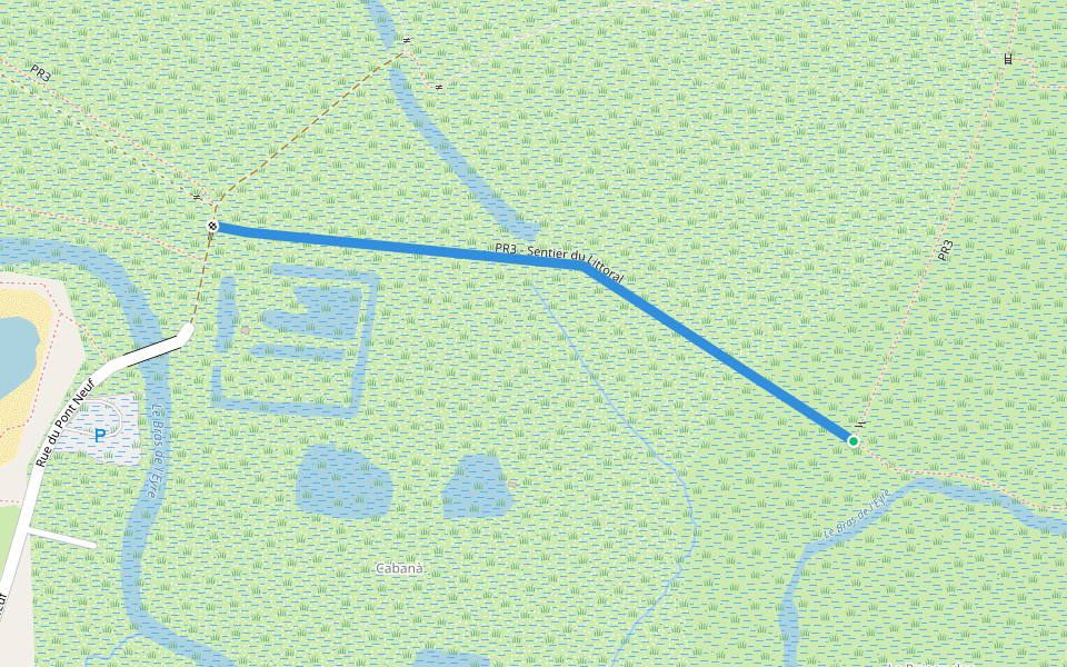 PR3 - Sentier du Littoral walking route map in Le Teich