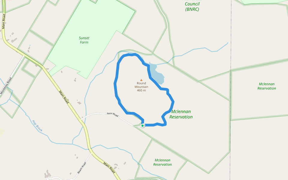 Round Mountain Trail walking route map in Tyringham
