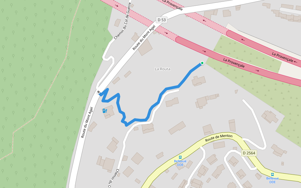 Chemin Cros d'Agnier walking route map in La Turbie