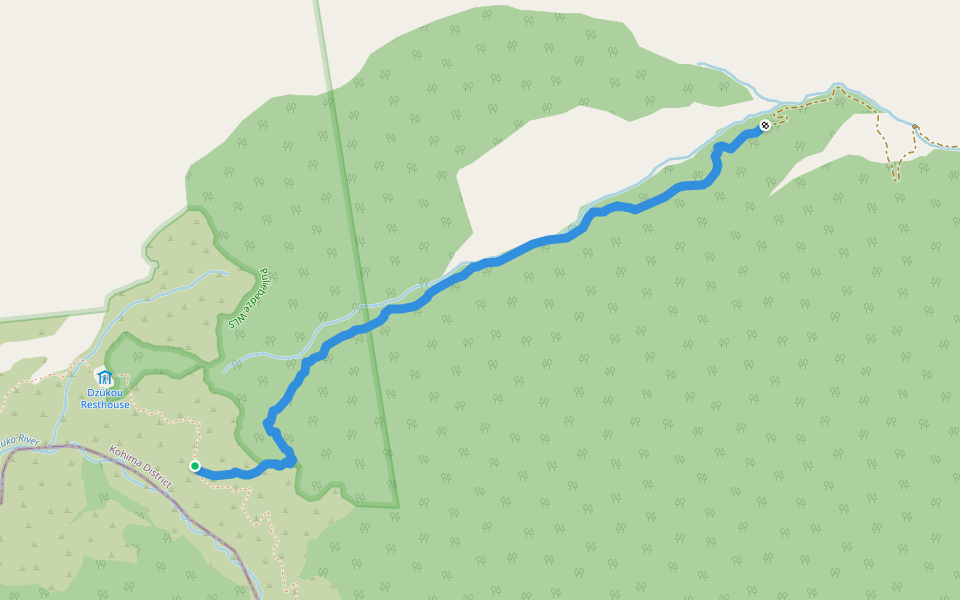 Dzukou Valley by Jakhama walking route map in Viswema