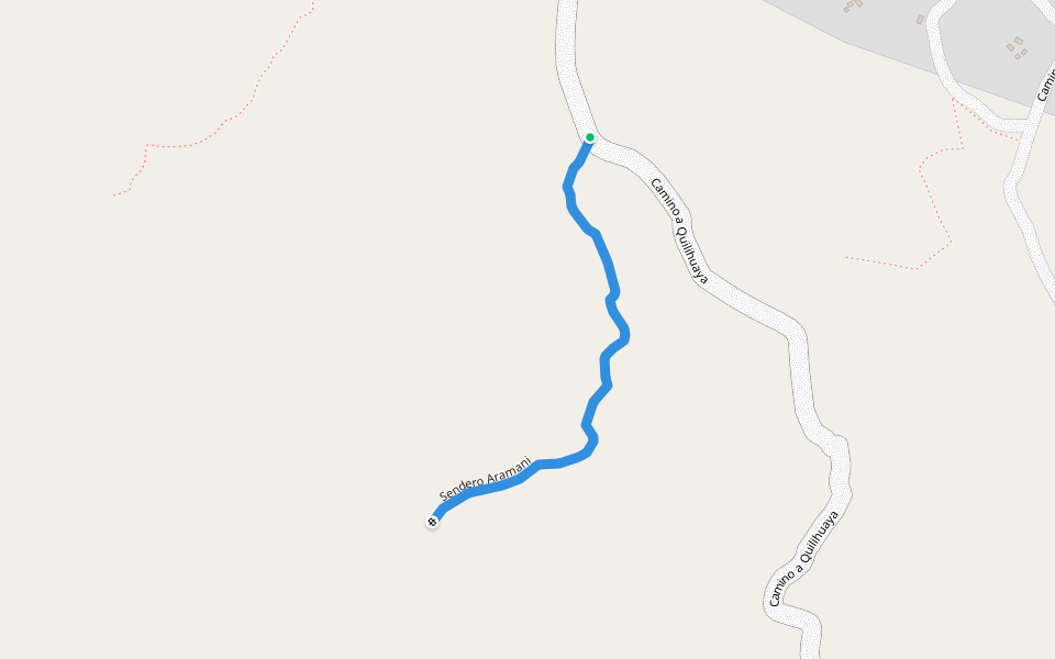 Sendero Aramani walking route map in Calchani