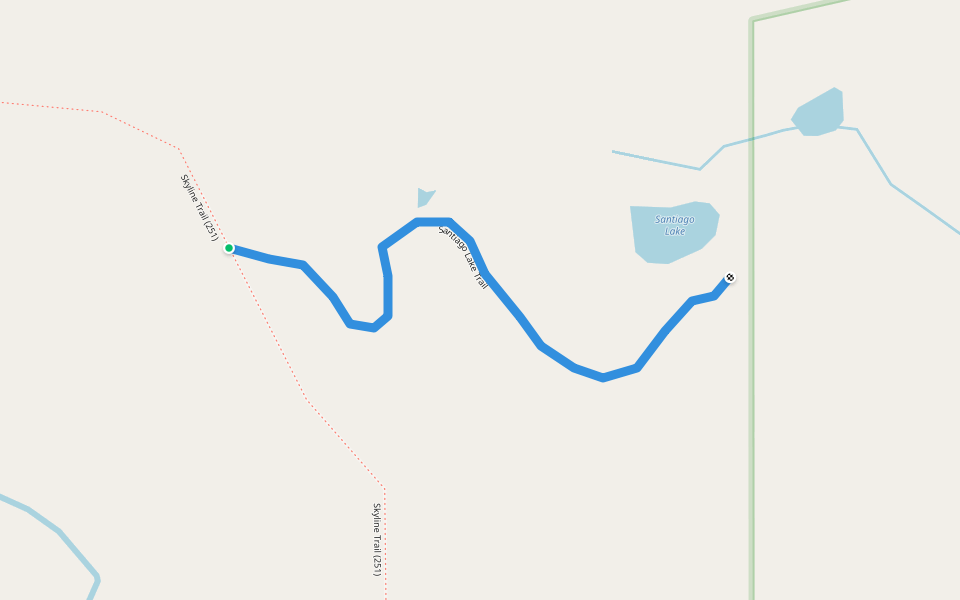 Santiago Lake Trail walking route map in Mora