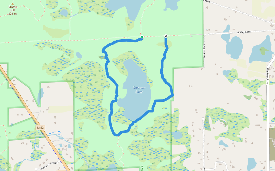 Gorman Lake Trail walking route map in Chelsea