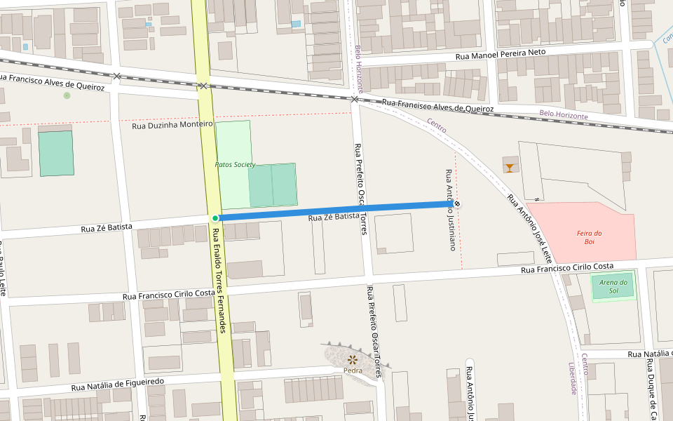 Rua Zé Batista walking route map in Patos