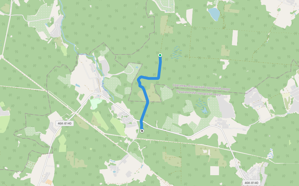 Ворошинская срезка walking route map in Zapol'ye