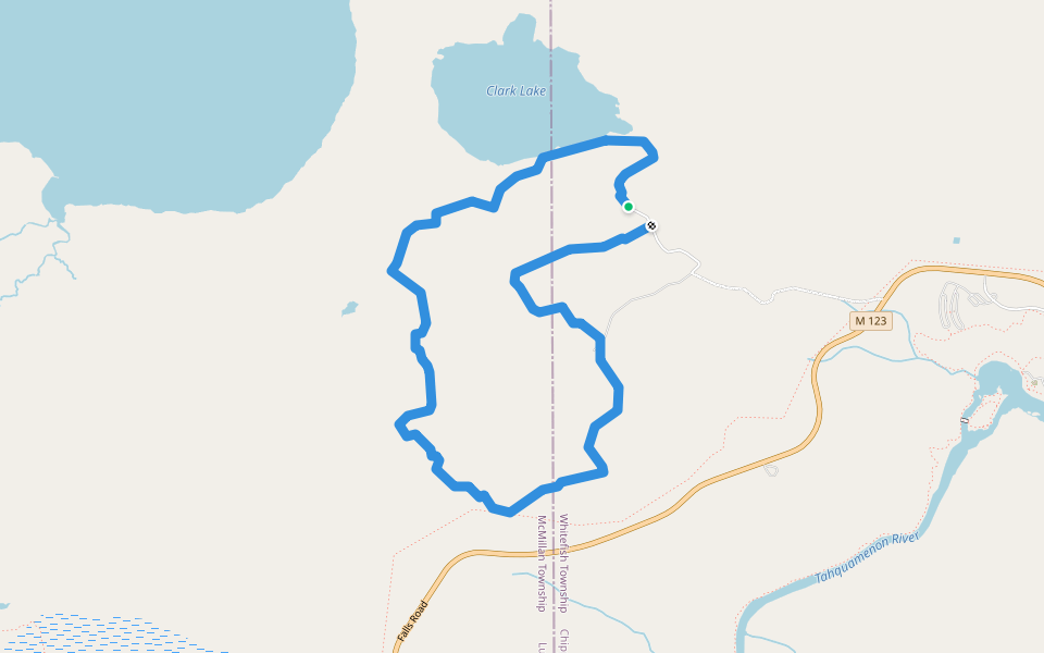 Clark Lake Loop walking route map in Paradise