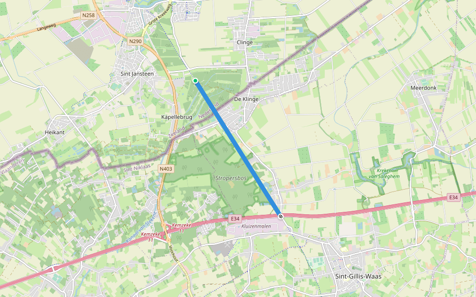 Mechelen-Terneuzenwegel walking route map in Kapellebrug