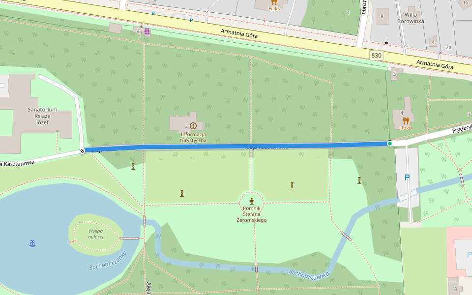 Aleja Kasztanowa walking route map in Nałęczów