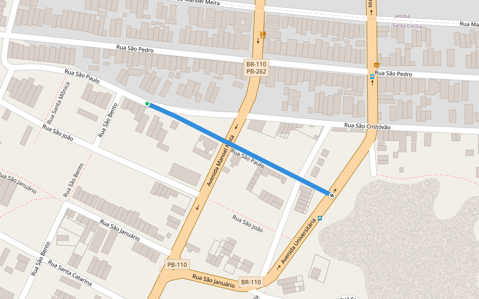 Rua São Paulo walking route map in Patos