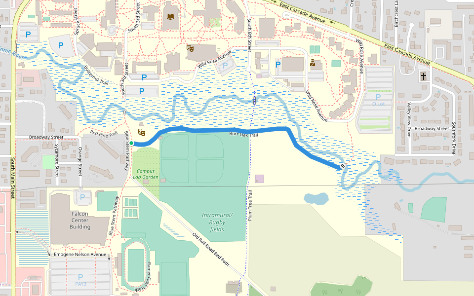Burr Oak Trail walking route map in River Falls
