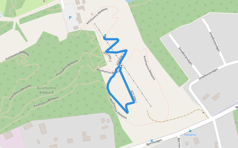 XCO Elite 1 walking route map in Norrtälje
