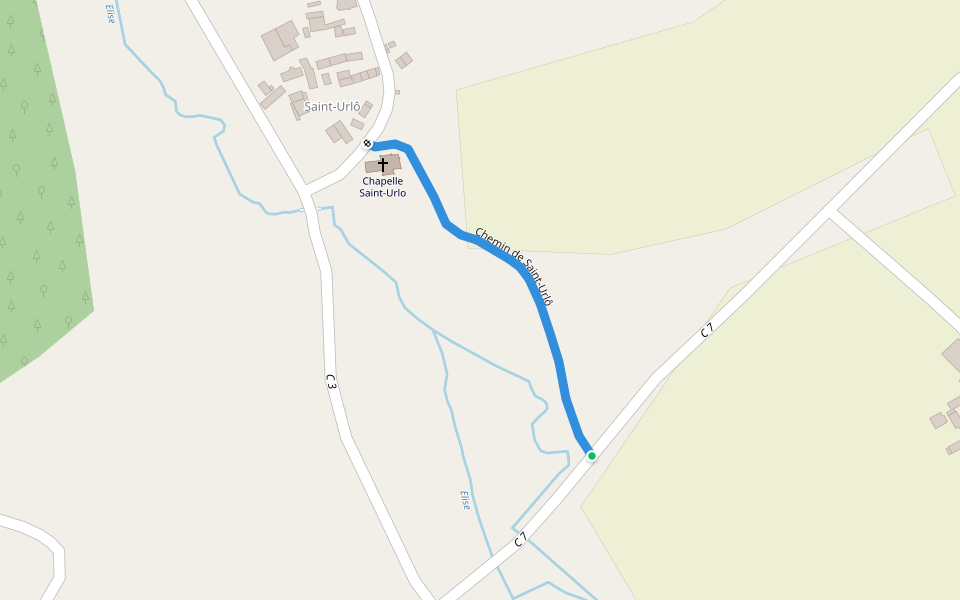 Chemin de Saint-Urlô walking route map in Lanvénégen