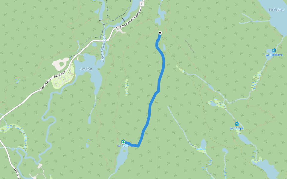 Les Ruisselets walking route map in Lac-Supérieur
