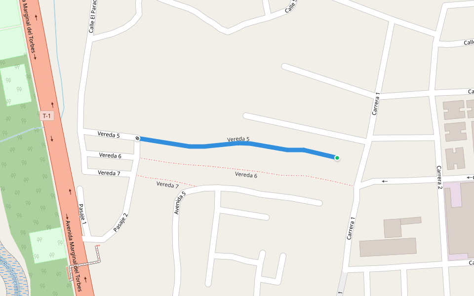 Vereda 5 walking route map in San Cristóbal