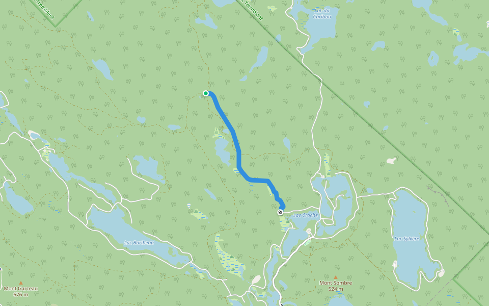 Sentier du Petit Lac-St-Onge walking route map in Saint-Donat