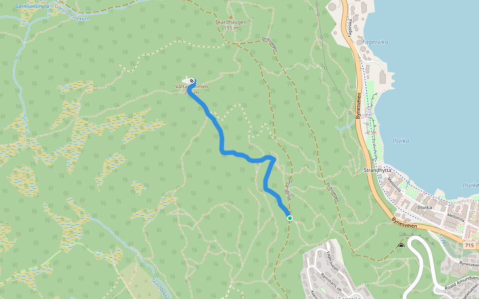 Våttakammen walking route map in Trondheim
