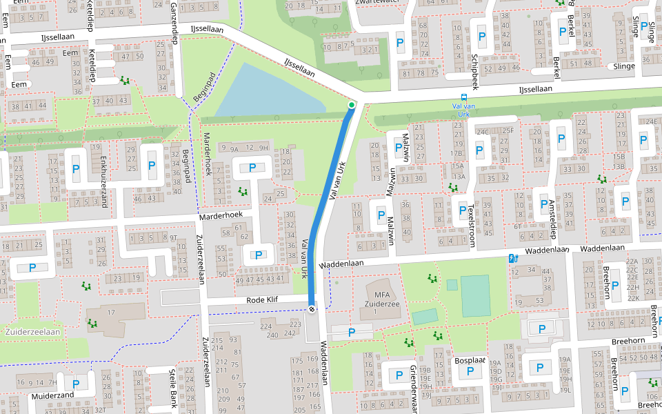 Val van Urk walking route map in Lelystad