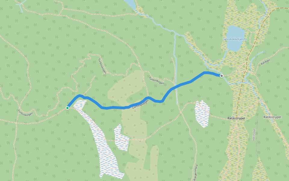 Gammelvegen walking route map in Lian