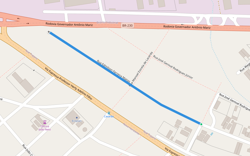 Rua Edmilson Ferreira Matias walking route map in Patos