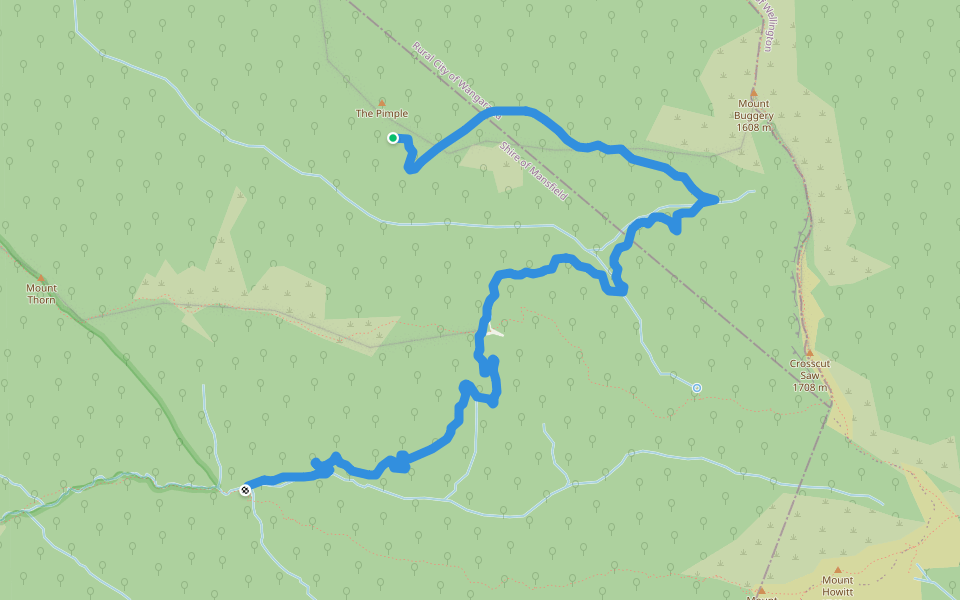 Queen Spur Road walking route map in Wabonga