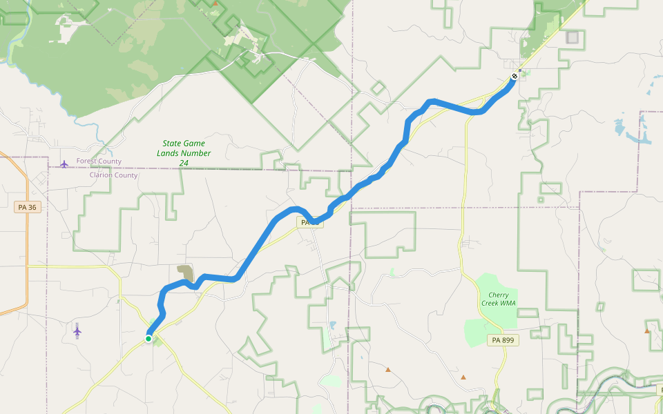Rail 66 Country Trail walking route map in Leeper