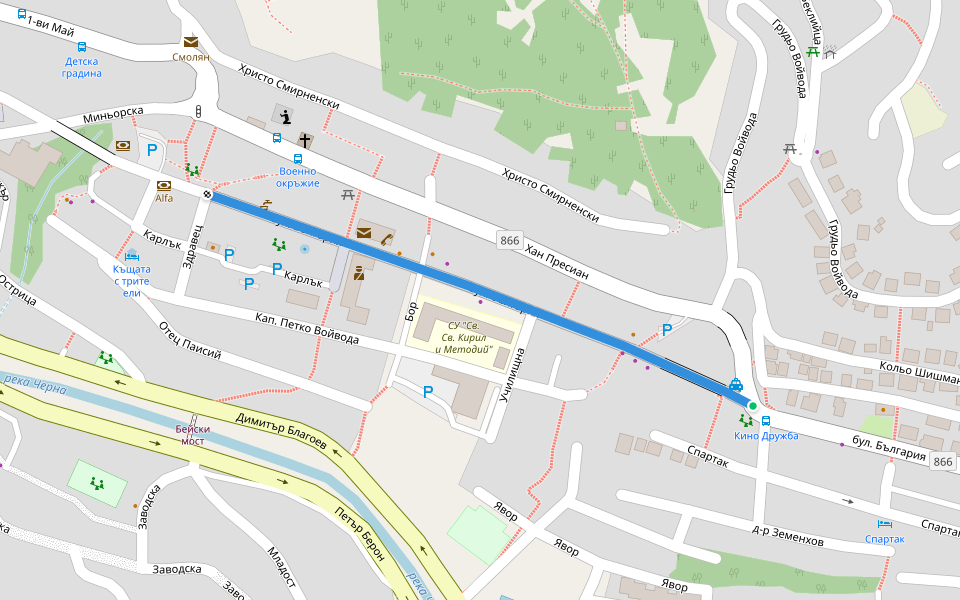 бул. България walking route map in Smolyan
