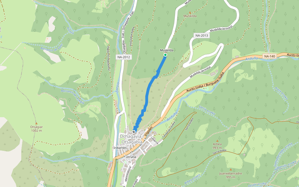 Camino de Muskilda / Muskildako ibilbidea walking route map in Ochagavía