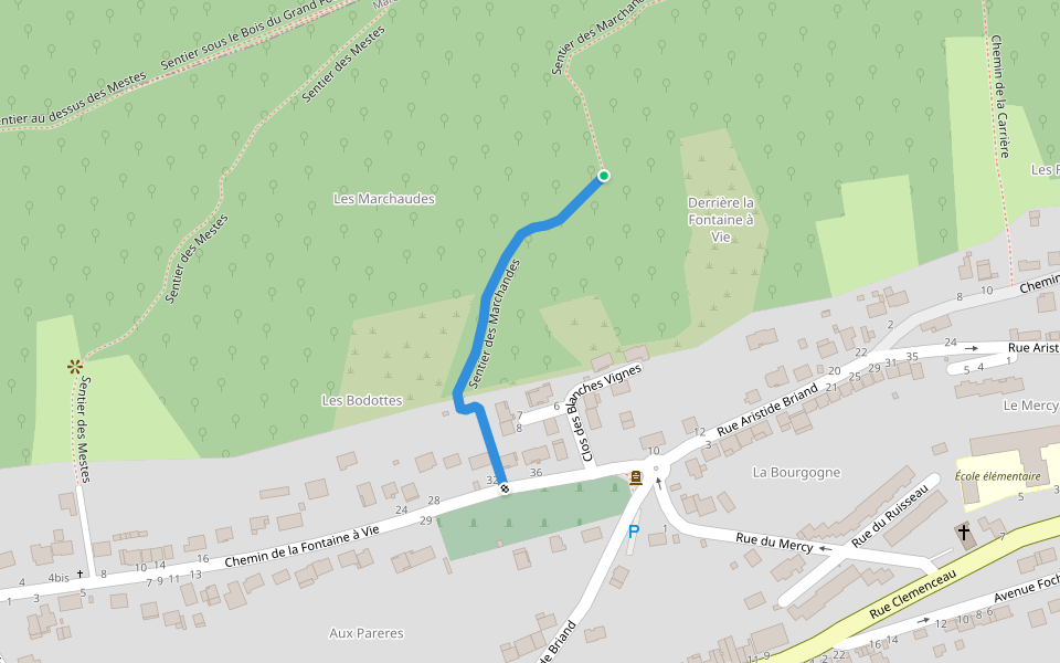 Sentier des Marchandes walking route map in Marbache