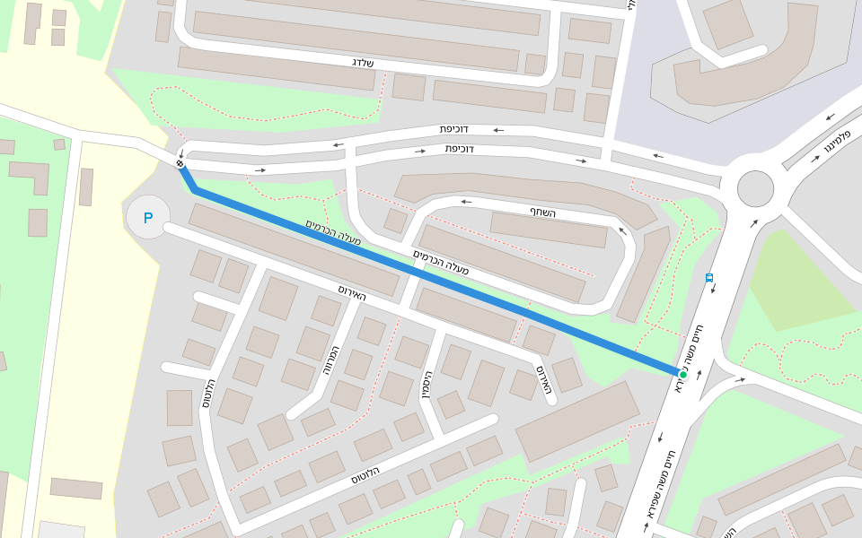 מעלה הכרמים walking route map in Acre