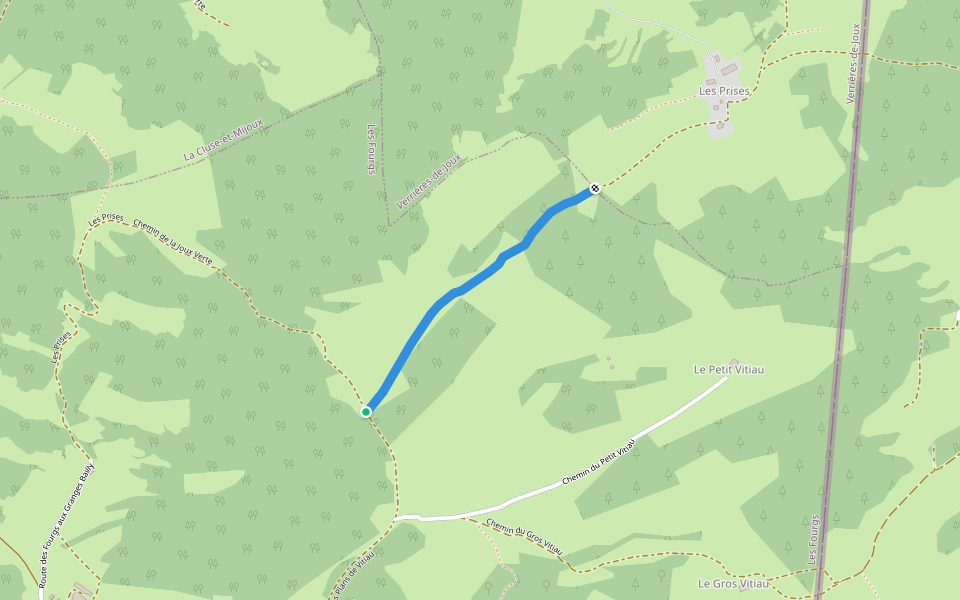 Chemin des Prises walking route map in Les Fourgs