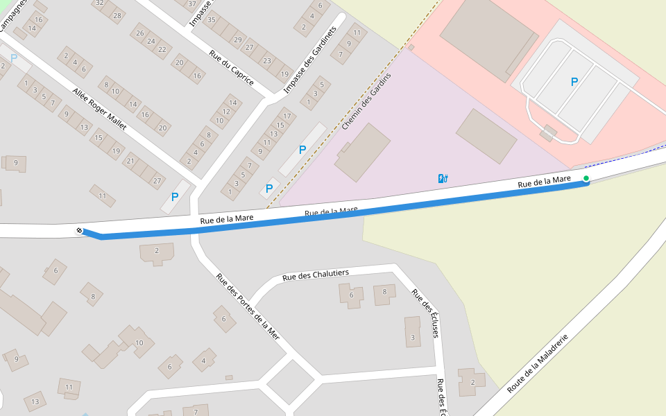 Rue de la Mare walking route map in Saint-Aubin-d'Arquenay