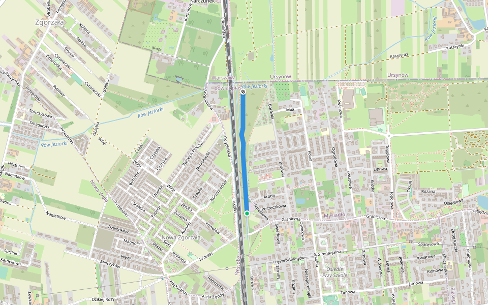Morwy walking route map in Mysiadło