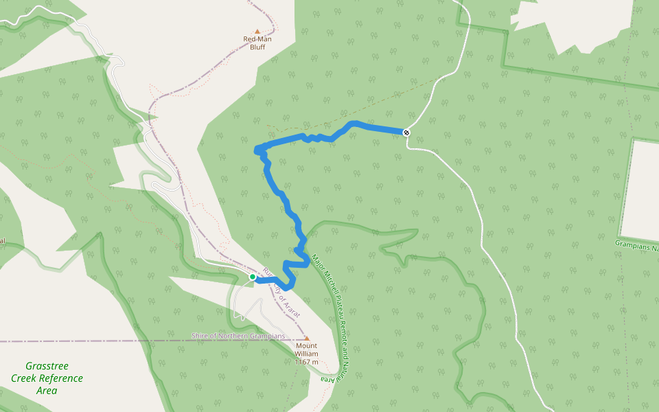 Bomjinna Track walking route map in Pomonal