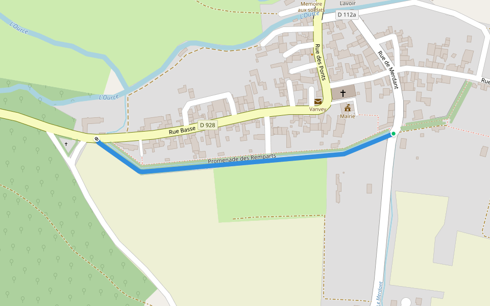 Promenade des Remparts walking route map in Vanvey