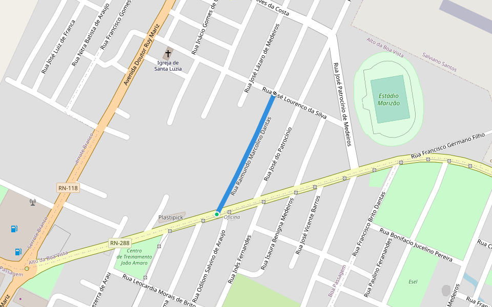 Rua Raimundo Marcolino Dantas walking route map in Caicó