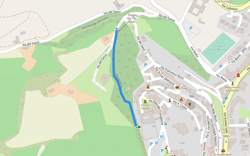 Monastero walking route map in Bertinoro