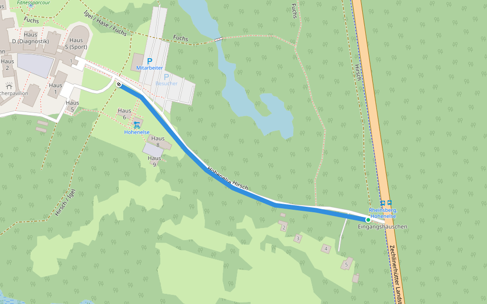 Hirsch walking route map in Rheinsberg