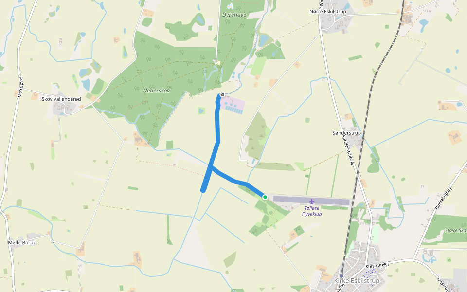 Tysinge Mosesti walking route map in Kirke Eskilstrup