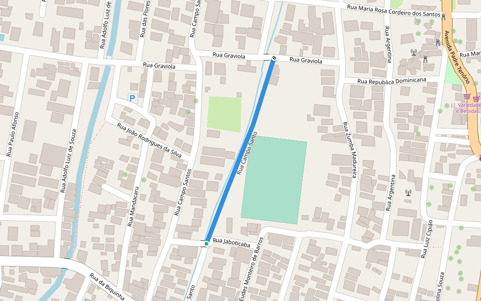 Rua Campo Santo walking route map in Ilha de Itamaracá