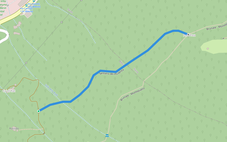 Sentiero dei Picaprea walking route map in Blevio