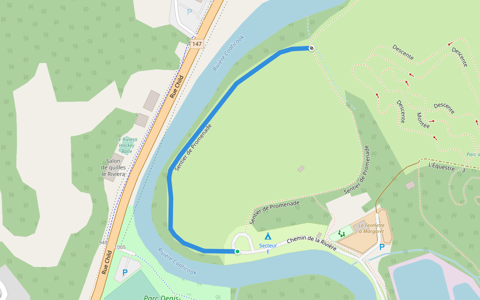 Sentier de la Promendade walking route map in Coaticook