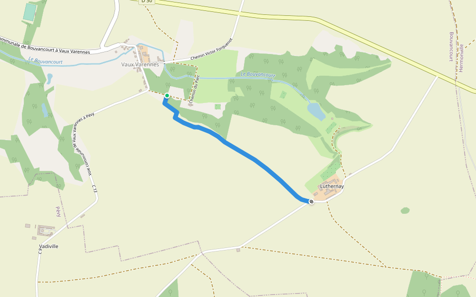 Chemin Rural de Bouvancourt à Pévy walking route map in Bouvancourt
