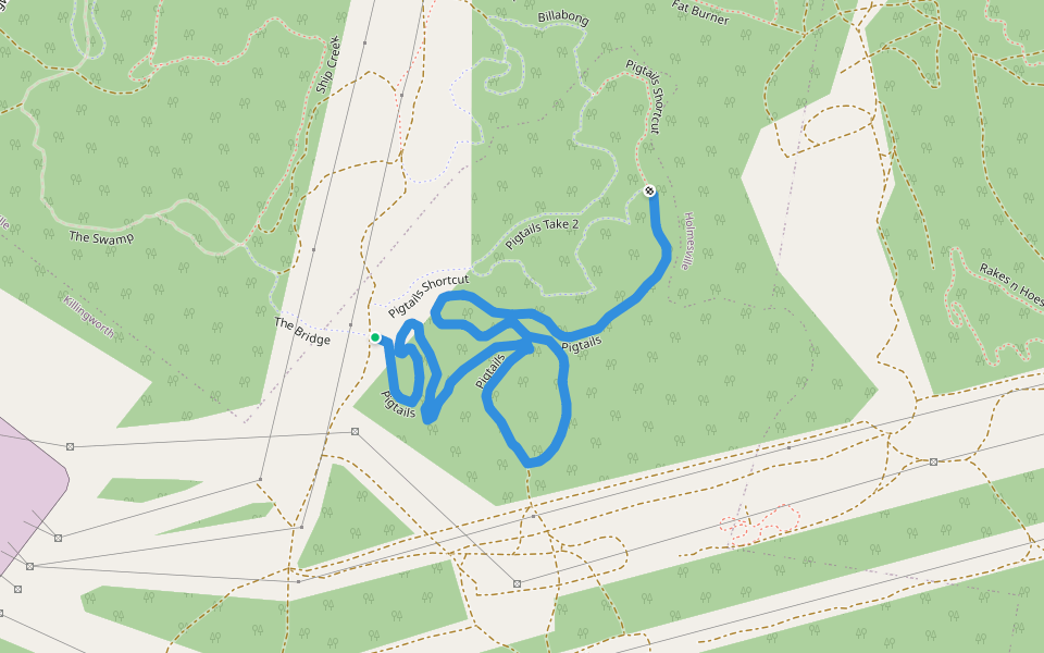 Pigtails walking route map in Holmesville