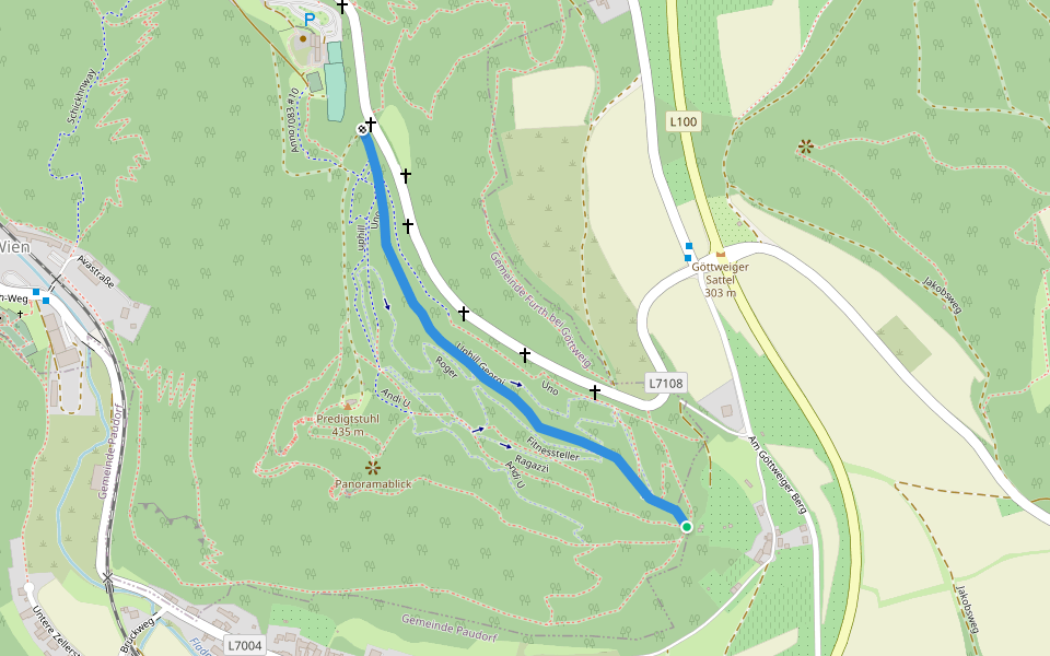Uphill Georgi walking route map in Paudorf