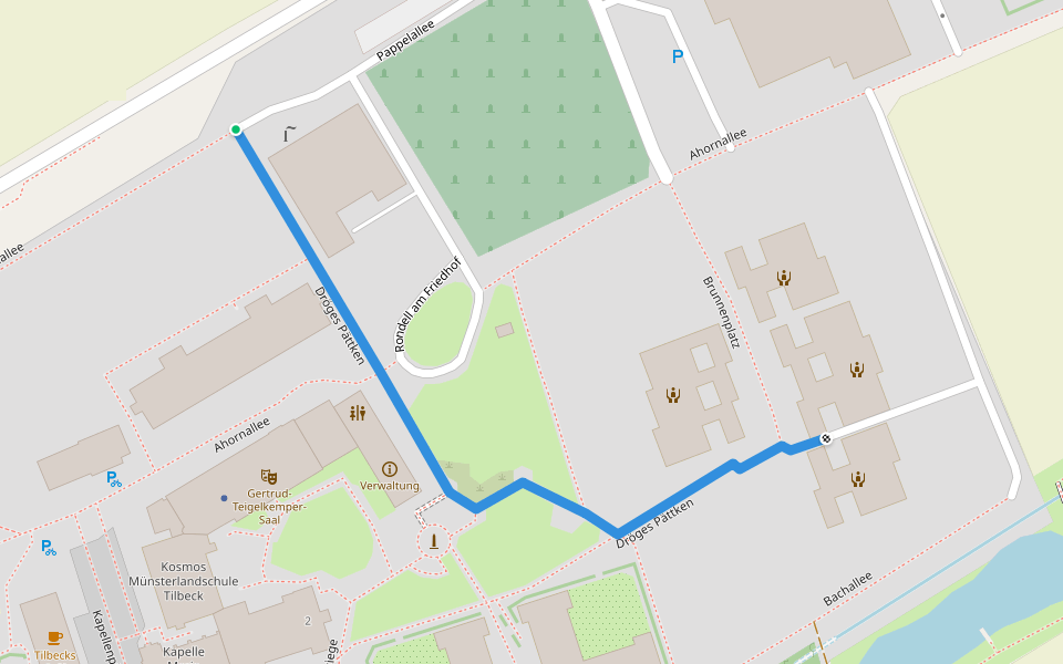 Dröges Pättken walking route map in Havixbeck