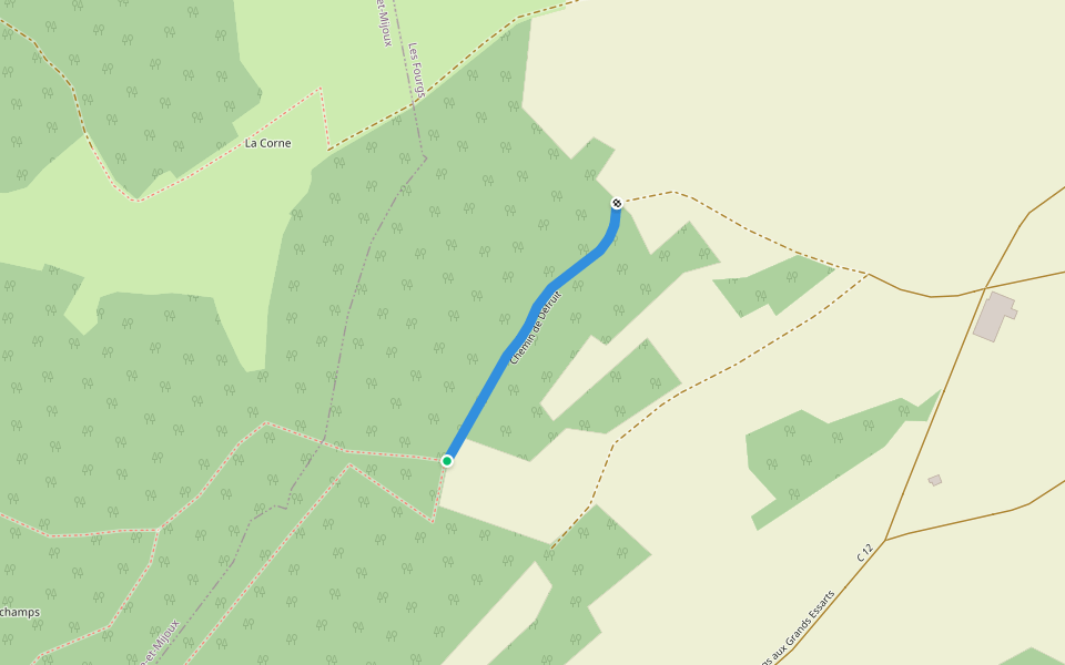 Chemin de Défruit walking route map in Les Fourgs