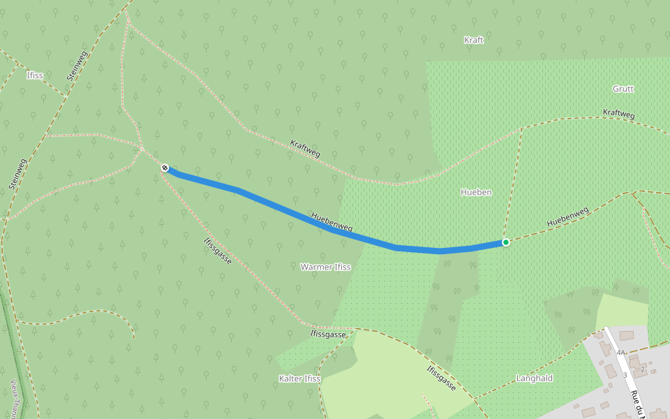 Huebenweg walking route map in Steinbach