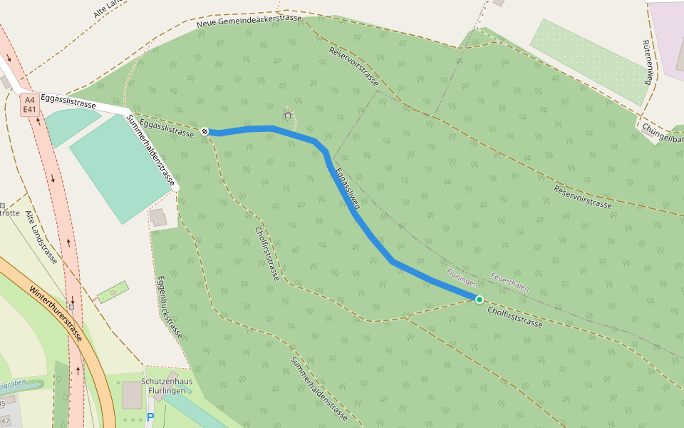 Eggässliweg walking route map in Feuerthalen