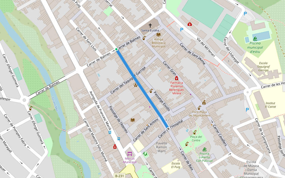 Carrer dels Arbres walking route map in Esparreguera